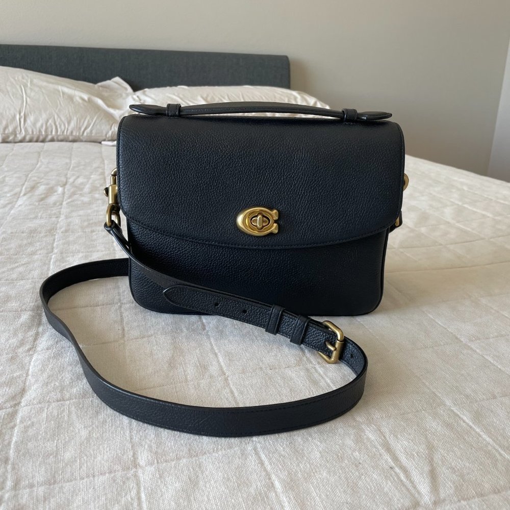 Coach Cassie Black Leather Crossbody Bag Top Handle